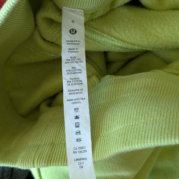 Lululemon W6BW6S Scuba High-Rise Cropped Cotton Jogger Pants in Wasabi, size 6 - Picture 5 of 10